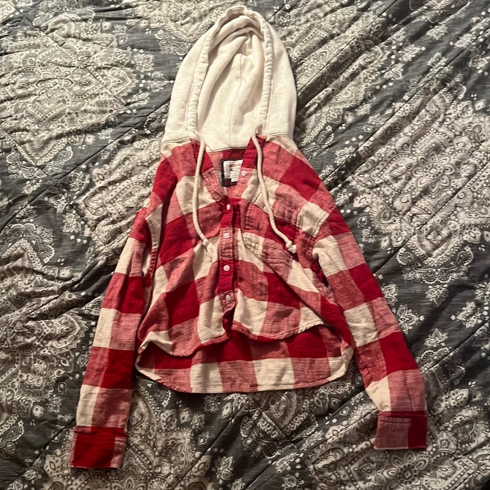 American Eagle Cropped Button Up Hoodie